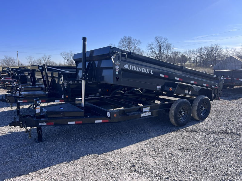 16' x 83" Iron Bull DTB Bumper Pull Dump Trailer 24" Side Walls - (2) 7,000 lb Axles - Telescopic 111975