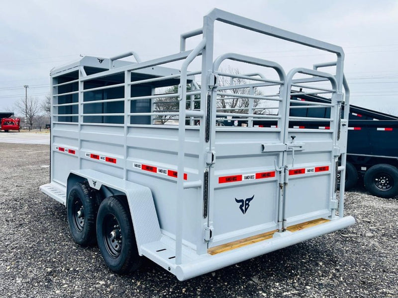 16' Ranchboss STR Bumper Pull 1/2 Top Livestock Trailer - (2) 7k Axles 15138