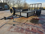 14' Utility Trailer (2) 3.5K Axles, 77" Wide, Side Ramps and 4' Gate 4071