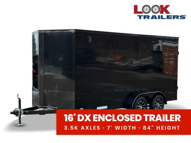 7 x 16 DX 7K Flat Top V Nose Enclosed - (2) 3500 lb Axles 140438