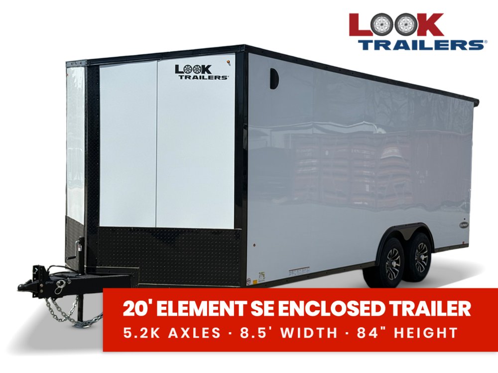 8.5 x 20 Look Trailers Element SE Flat Top V Nose Enclosed Trailer - (2) 5.2k lb Axles 140440
