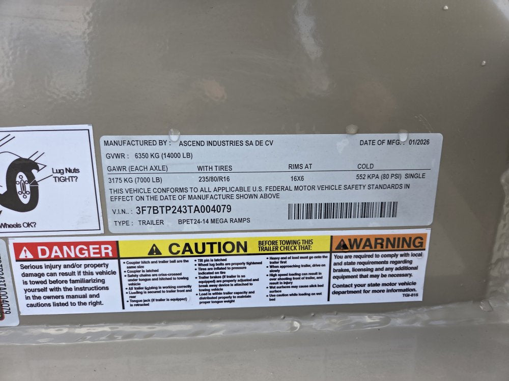 24' Stryker SET Bumper Pull Equipment Trailer DOF - (2) 7K Axles 4079