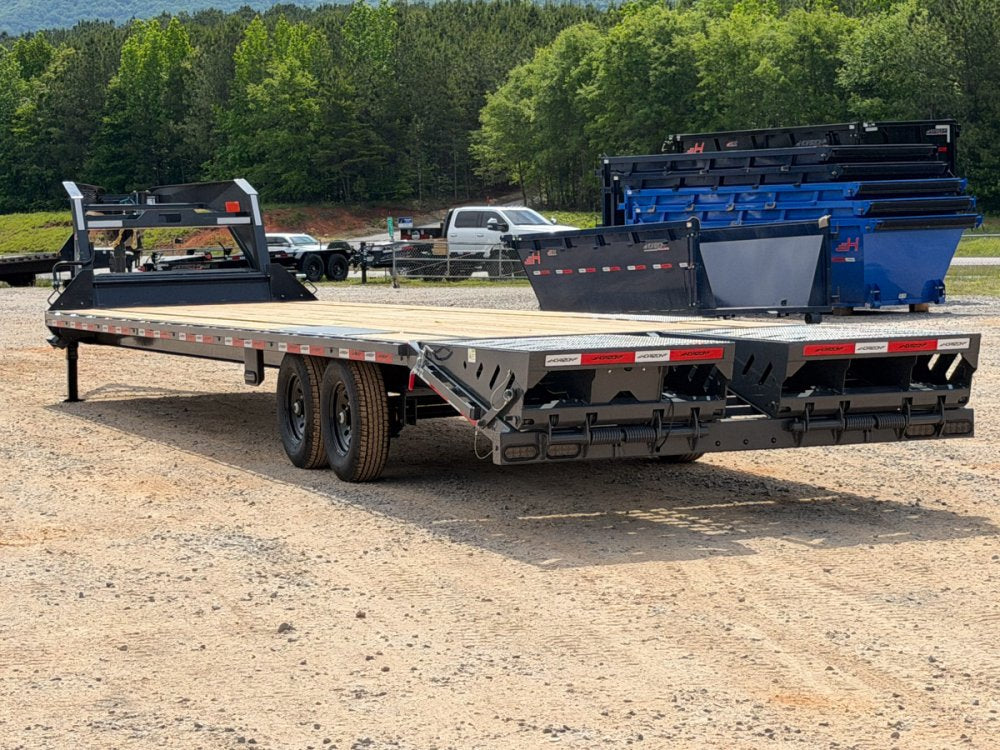 36' Horizon FTZ Gooseneck Hotshot Non-CDL Deckover Trailer Mega Ramps - (2) 7k Axles 16234