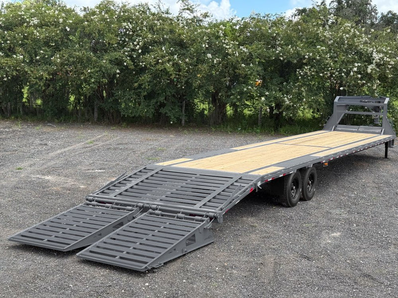 40' Stryker Gooseneck Hotshot Non-CDL Deckover Trailer Mega Ramps - (2) 7K Axles 004216