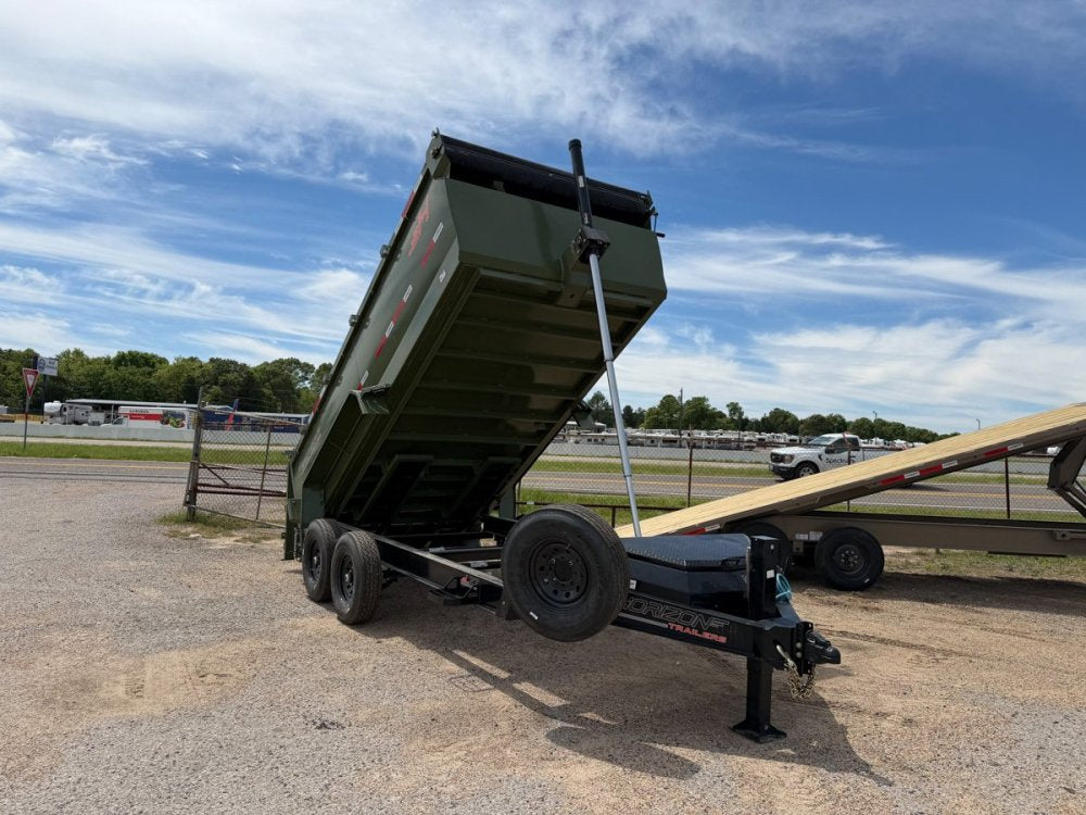14' Horizon LZ7 Bumper Pull Dump Trailer 42" Side Walls Telescopic Lift Hydraulic Jacks - (2) 7k Axl 014677