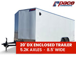 8.5 x 20 DX 10K Flat Top Sloped V Nose Car Hauler (2) - 5200 lb Axles 146217
