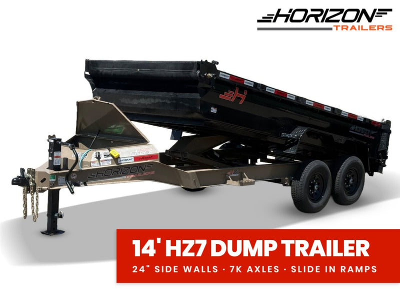 14' Horizon HZ7 Bumper Pull Dump Trailer 24" Side Walls - (2) 7K Axles 17844