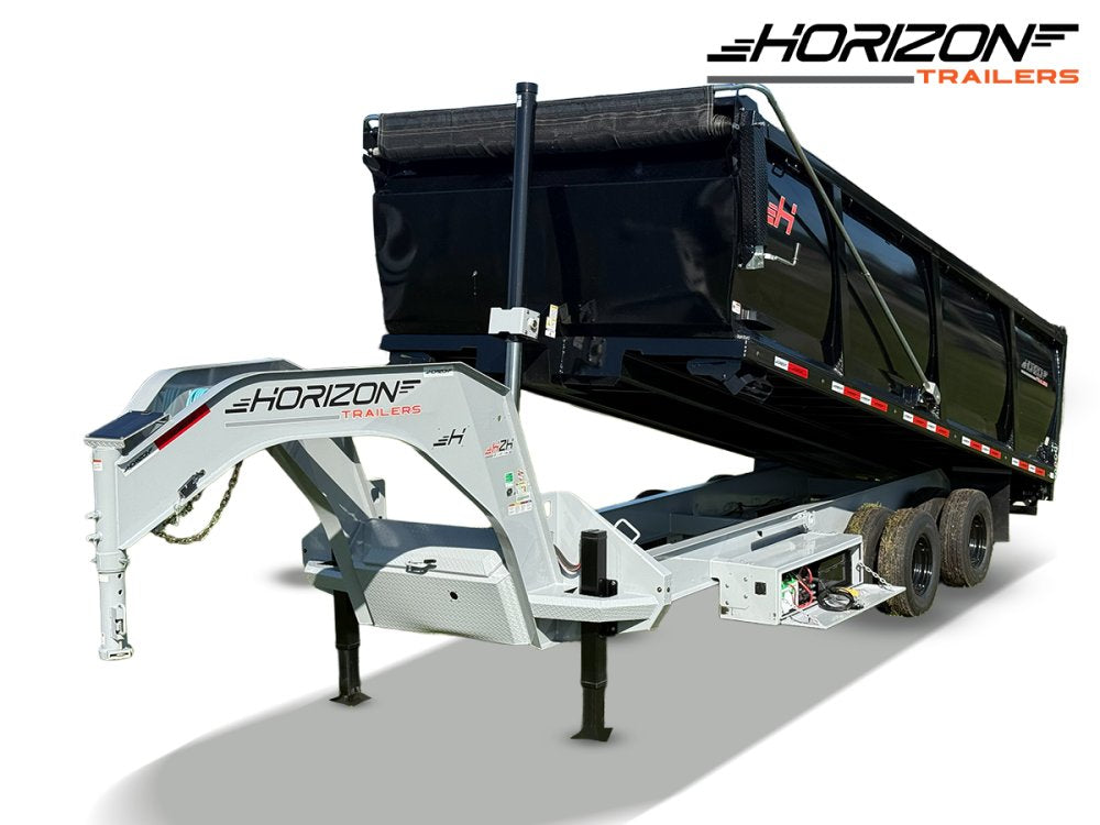 20 Horizon HZH Gooseneck Dump Trailer 48" Side Walls Hydraulic Jacks - (2) 12K Axles 016718