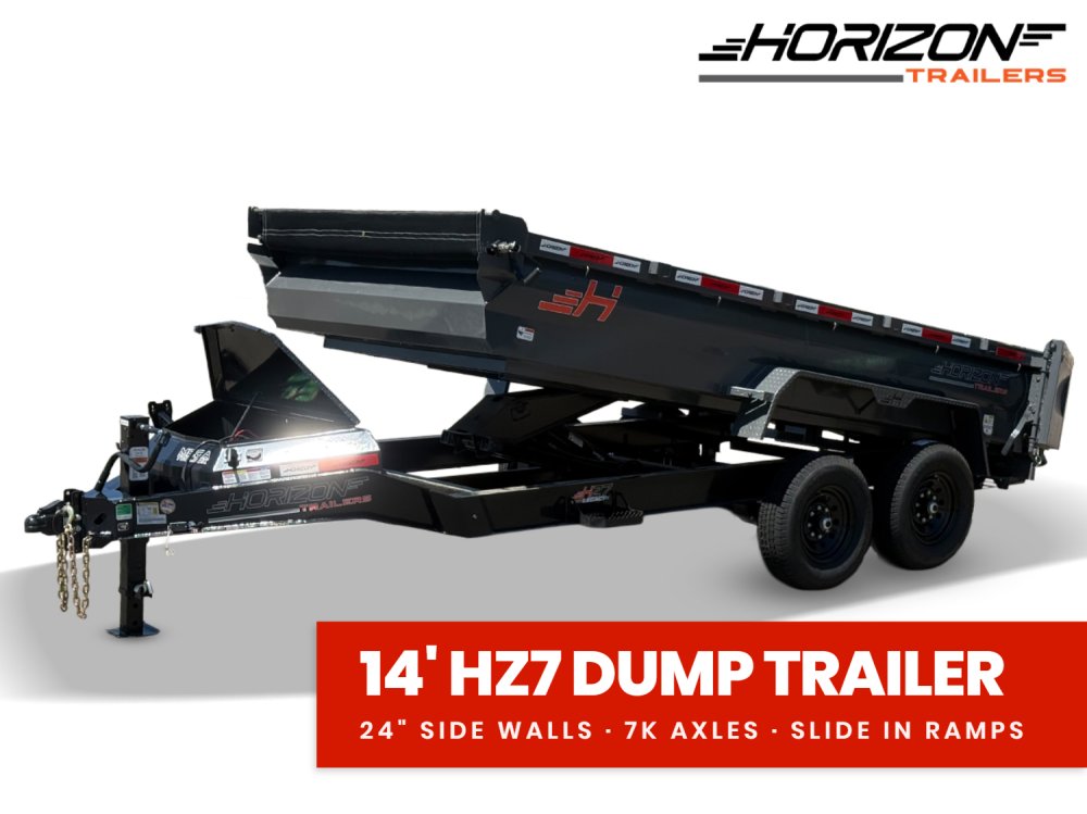 14' Horizon HZ7 Bumper Pull Dump Trailer 24" Side Walls - (2) 7K Axles 018002