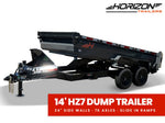 14' Horizon HZ7 Bumper Pull Dump Trailer 24" Side Walls - (2) 7K Axles 018002