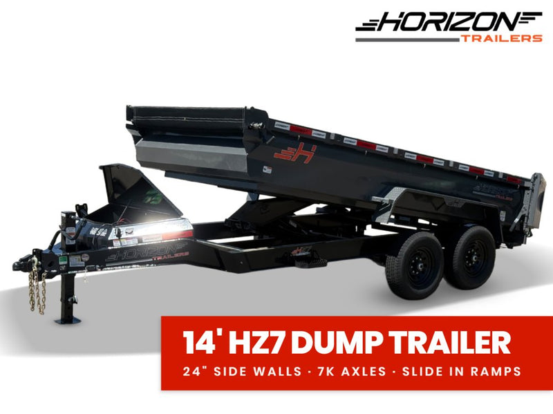 14' Horizon HZ7 Bumper Pull Dump Trailer 24" Side Walls - (2) 7K Axles 18002