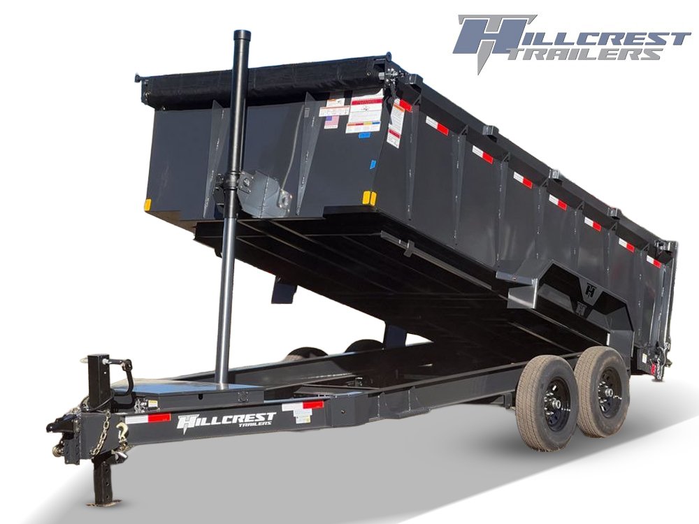 16' Hillcrest Bumper Pull Dump Trailer Telescopic 40" Side Walls - (2) 7K Axles 000034