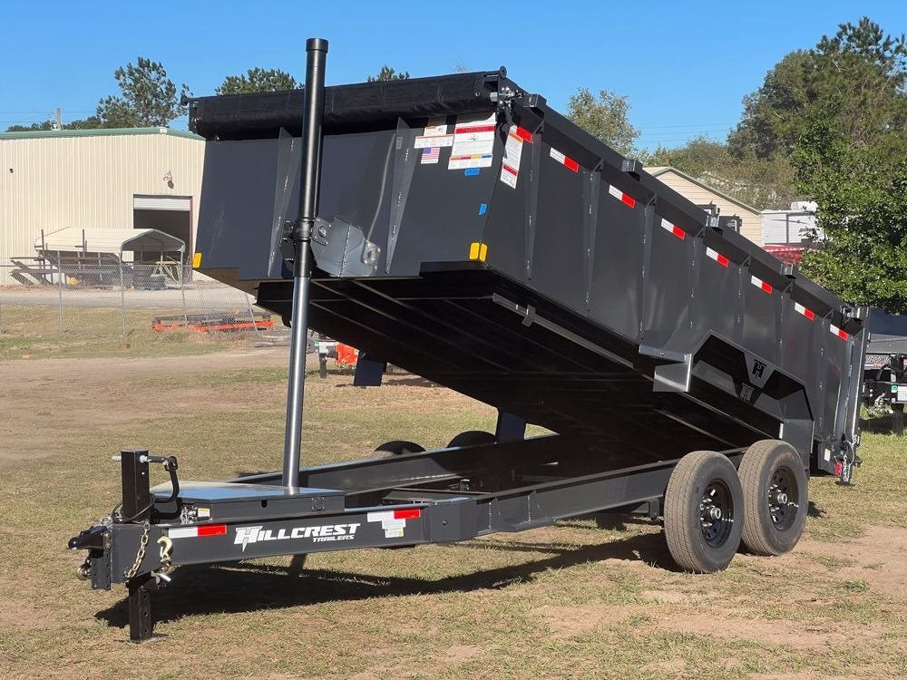16' Hillcrest Bumper Pull Dump Trailer Telescopic 40" Side Walls - (2) 7K Axles 000034