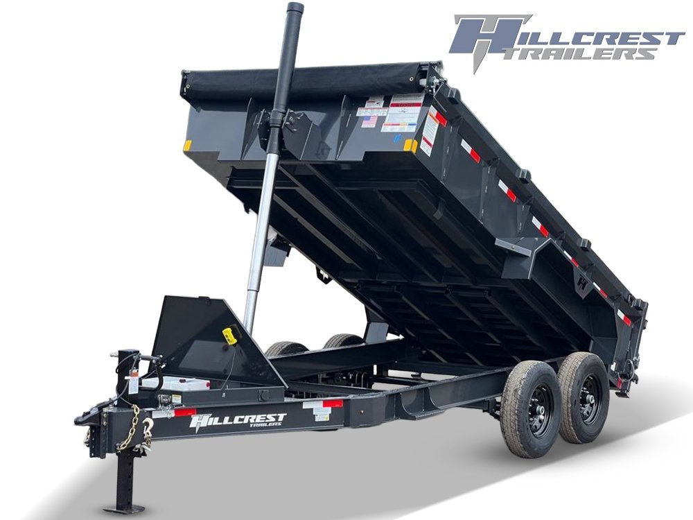 14' Hillcrest Bumper Pull Dump Trailer Telescopic 24" Side Walls - (2) 7k Axles 000105