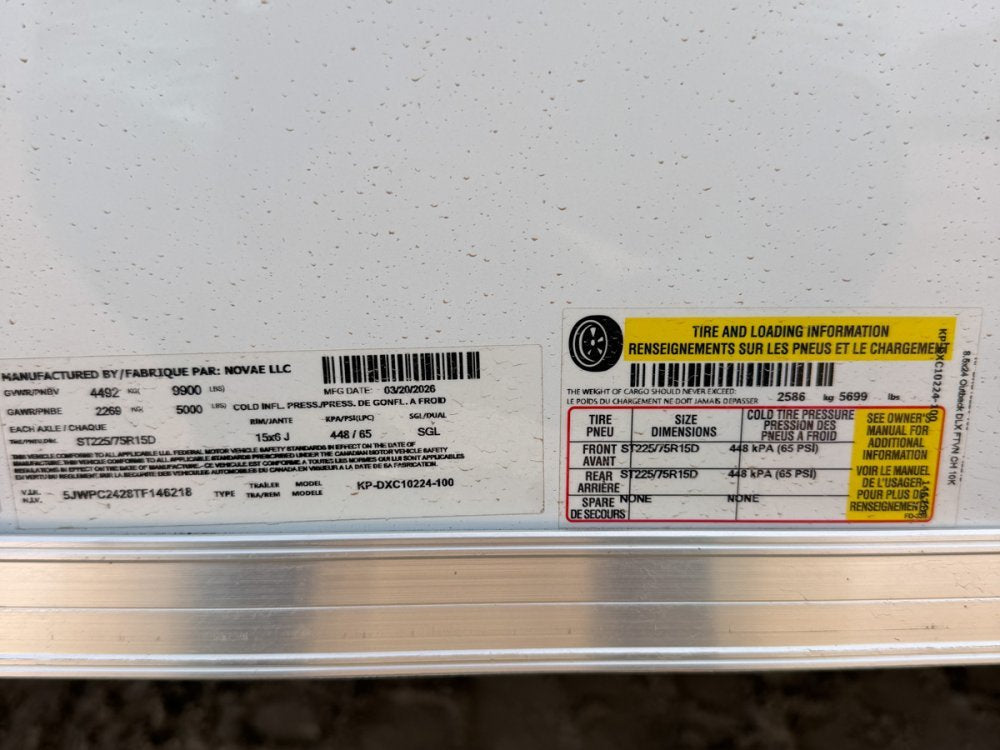 8.5 x 24 DX 10K Flat Top Sloped V Nose Enclosed (2) - 5200 lb Axles 146218