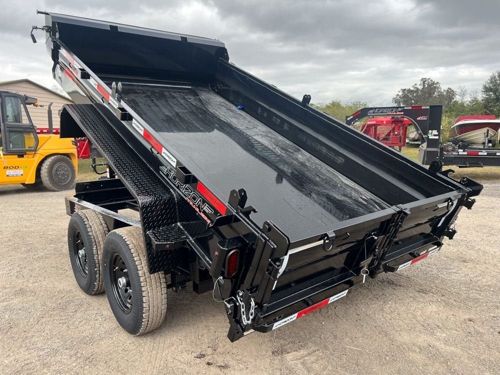 12' EZ7 Dump Trailer 19" Sides 7K Axles 14K GVWR 3 - way Door Slide In Ramps 7302 - Stryker Dealership Group