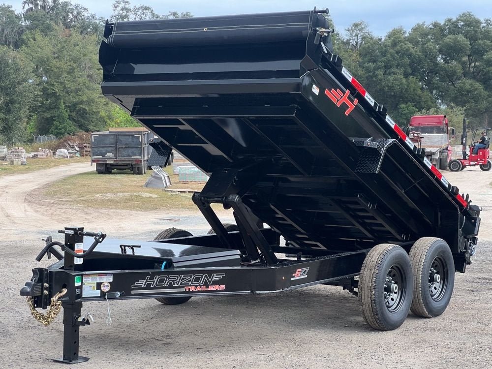 12' EZ7 Dump Trailer 19" Sides 7K Axles 14K GVWR 3 - way Door Slide In Ramps 7302 - Stryker Dealership Group