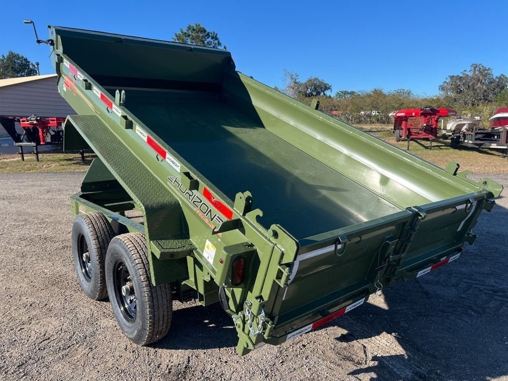 12' EZ7 Dump Trailer 19" Sides 7K Axles 14K GVWR 3 - way Door Slide In Ramps 7311 - Stryker Dealership Group