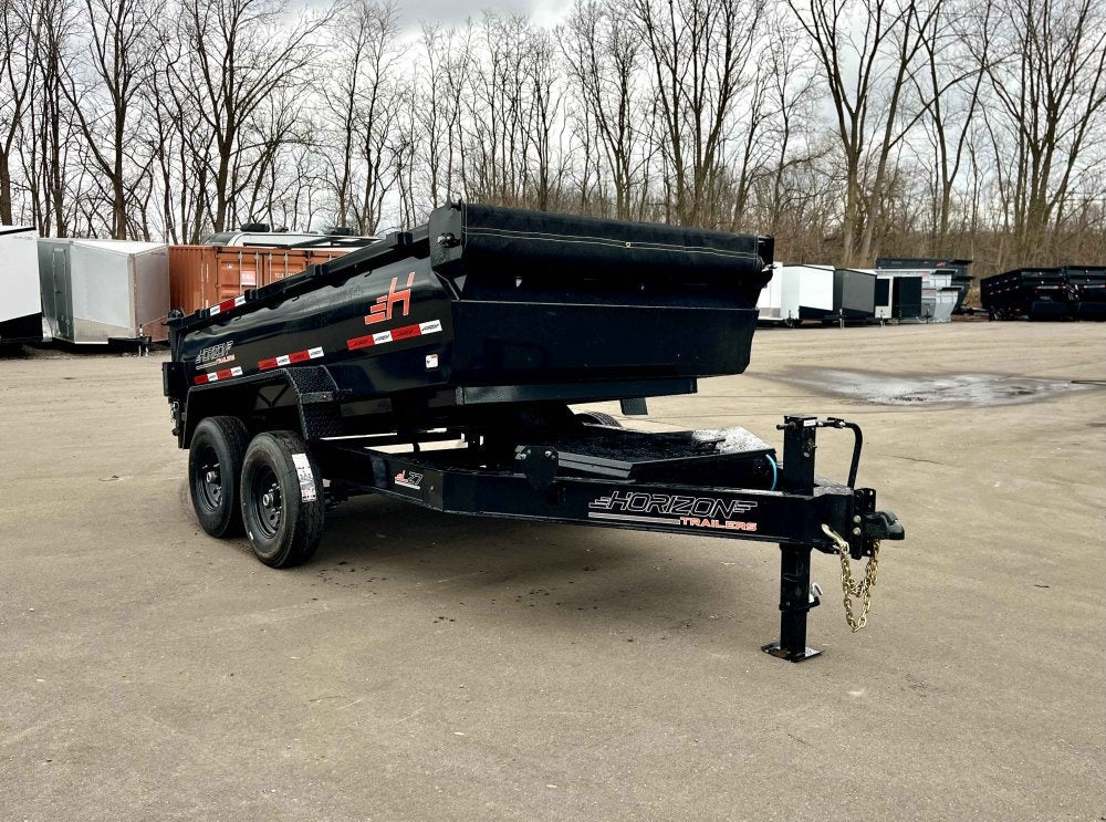 12' LZ7 Dump Trailer 30" Walls - 14k GVWR - Scissor Lift - 14ply Tires - 3 Way Door 7114 - Stryker Dealership Group