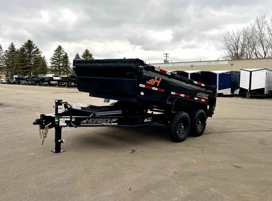 12' LZ7 Dump Trailer 30" Walls - 14k GVWR - Scissor Lift - 14ply Tires - 3 Way Door 7114 - Stryker Dealership Group