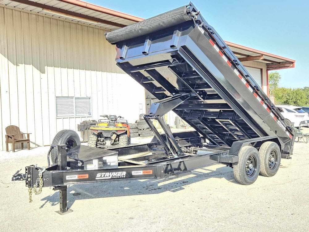 12' EDT Dump Trailer 20" Side Walls - 10 ga Floor - 521 Scissor Lift - 3 Way Gate - Dump Trailers - Stryker Dealership Group