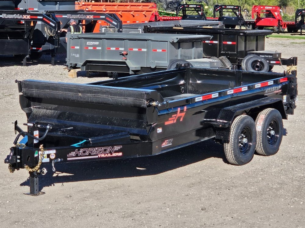 12' EZ7 Dump Trailer 19" Sides 7K Axles 14K GVWR 3-way Door Slide In Ramps - Dump Trailers - Stryker Dealership Group