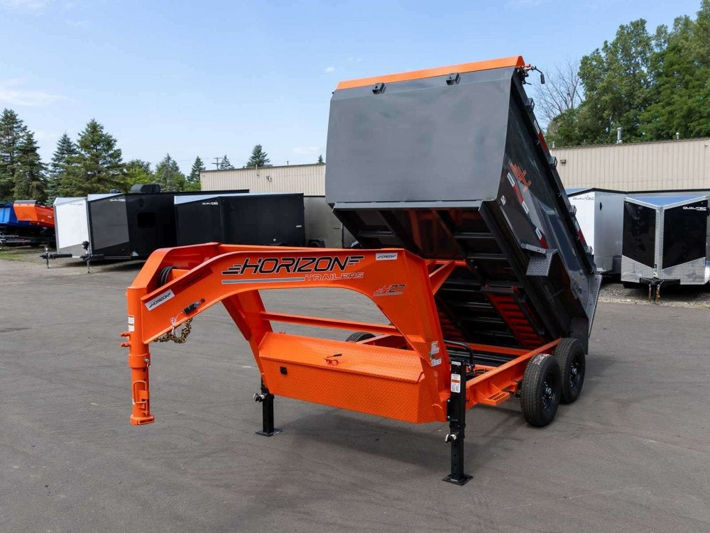 12' HZ7 GN Dump Trailer 2-7k Axles 4' Walls - Gooseneck Dump - Stryker Dealership Group