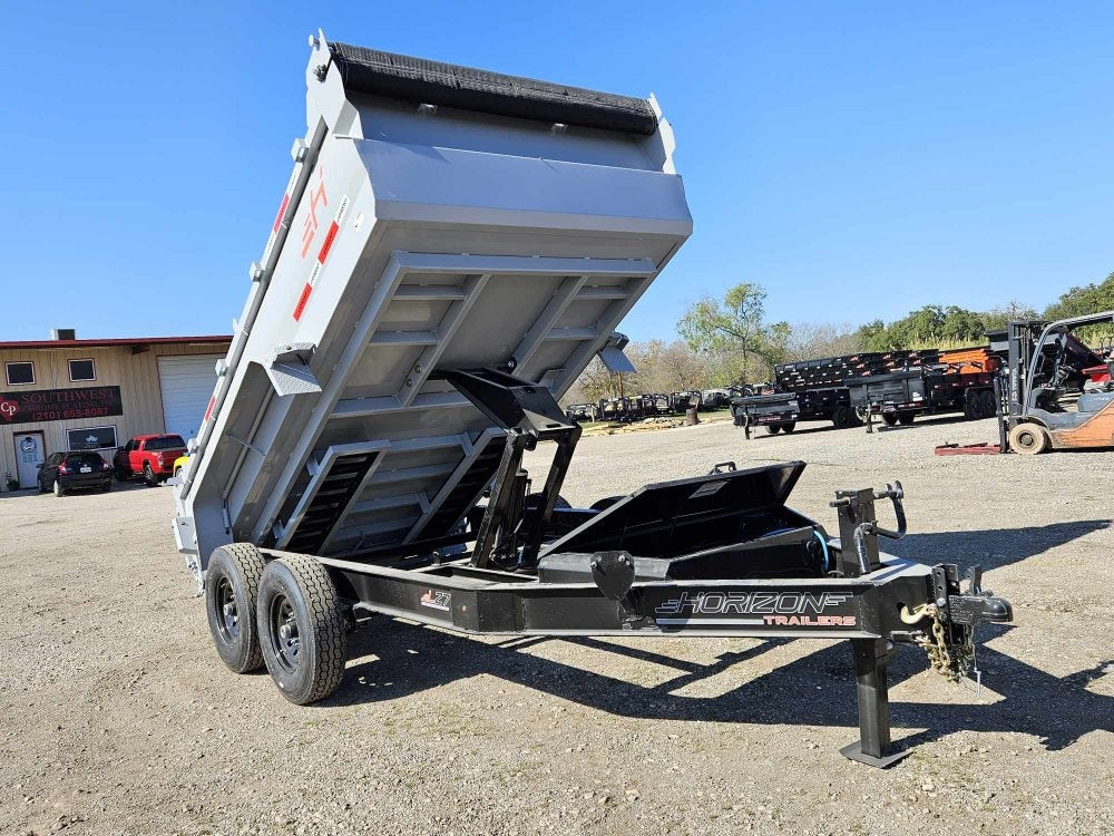 12' LZ7 Dump Trailer 30" Walls - 14k GVWR - Scissor Lift - 14ply Tires - 3 Way Door - Bumper Pull Dump - Dump Trailers - Stryker Dealership Group