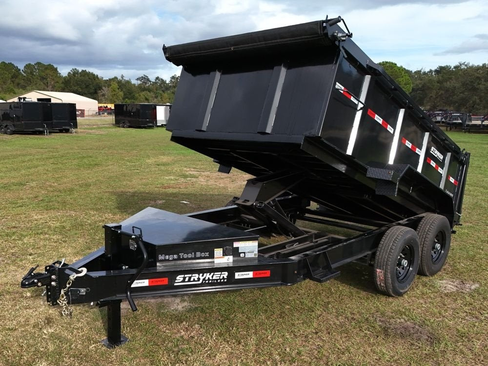 12' SDT Dump Trailer 36" Side Walls - 521 Scissor Lift - 3 Way Gate - Dump Trailers - Stryker Dealership Group