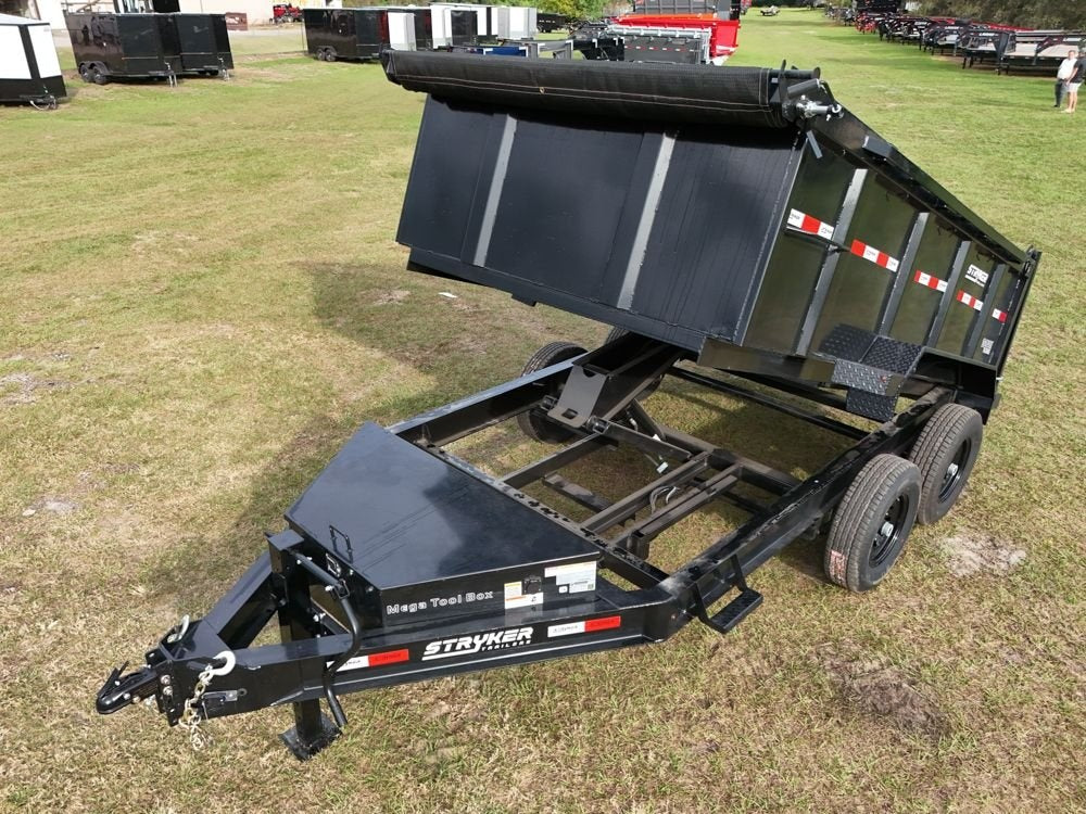 12' SDT Dump Trailer 36" Side Walls - 521 Scissor Lift - 3 Way Gate - Dump Trailers - Stryker Dealership Group