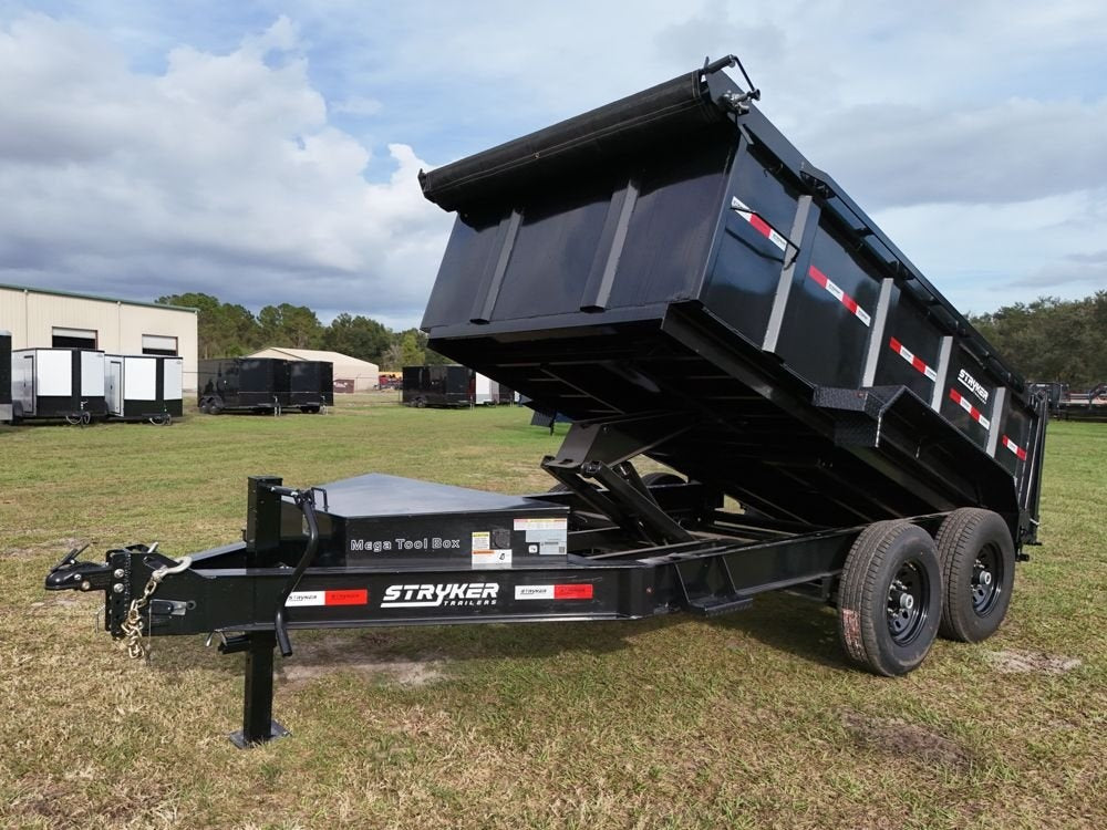 12' SDT Dump Trailer 36" Side Walls - 521 Scissor Lift - 3 Way Gate - Dump Trailers - Stryker Dealership Group