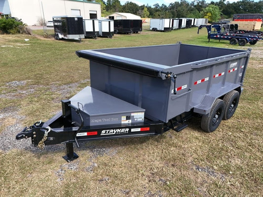 12' SDT Dump Trailer 36" Side Walls - 521 Scissor Lift - 3 Way Gate - Blk - Dump Trailers - Stryker Dealership Group