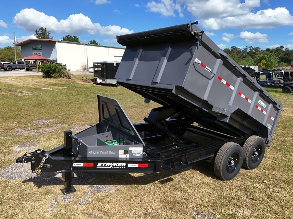 12' SDT Dump Trailer 36" Side Walls - 521 Scissor Lift - 3 Way Gate - Blk - Dump Trailers - Stryker Dealership Group