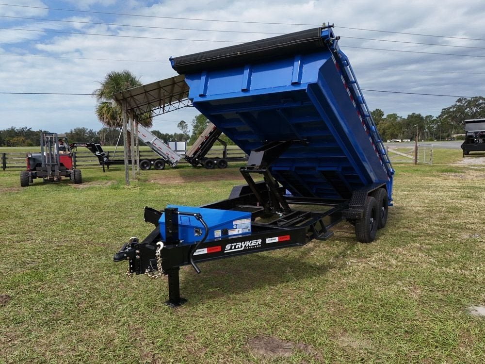 14' EDT Dump Trailer 20" Side Walls - 10 ga Floor - 521 Scissor Lift - 3 Way Gate 2110 - Stryker Dealership Group