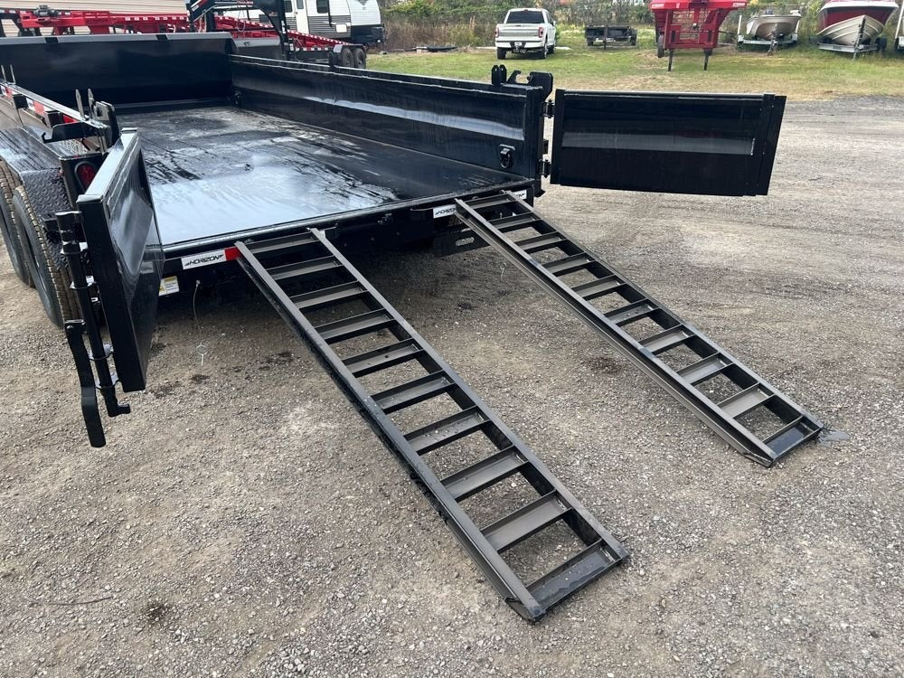 14' EZ7 Dump Trailer 19" Sides 7K Axles 14K GVWR 3 - way Door Slide In Ramps 7318 - Stryker Dealership Group