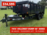 14' Hillcrest Bumper Pull Dump Trailer Telescopic 40" Side Walls - (2) 8K Axles 000122 - Stryker Dealership Group