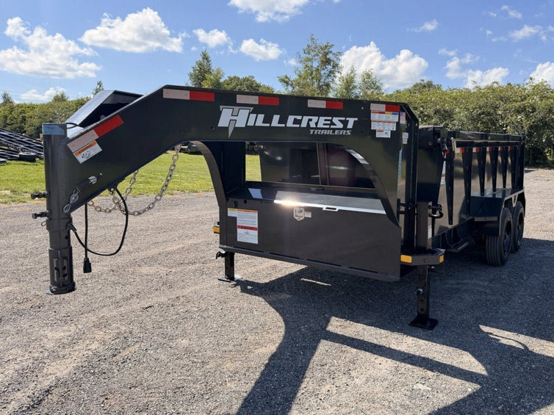 14' Hillcrest Gooseneck Dump Trailer Telescopic 40" Side Walls - (2) 7K Axles 004439 - Stryker Dealership Group