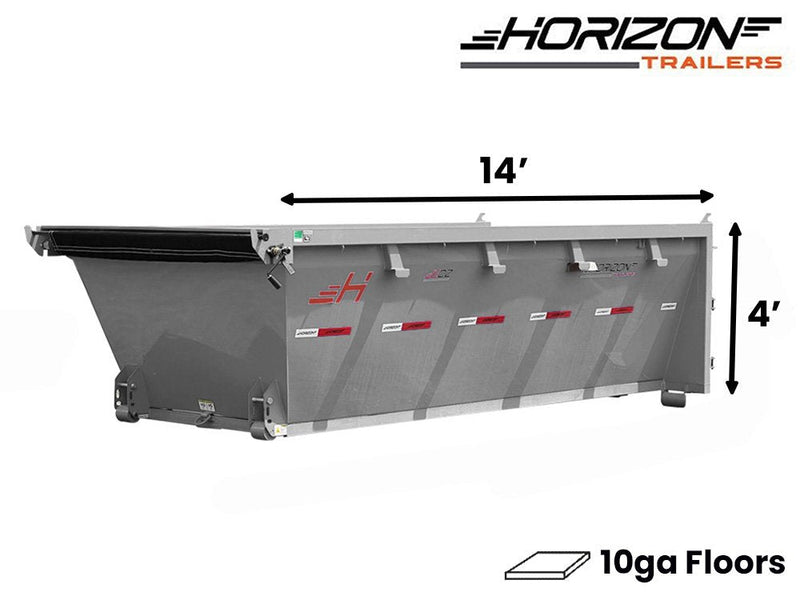 14' Horizon EDZ Roll Off Bin 4' Wall + Tarp 009378 - Stryker Dealership Group