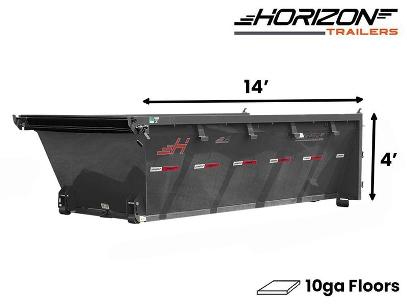 14' Horizon EDZ Roll Off Bin 4' Wall + Tarp 009491 - Stryker Dealership Group