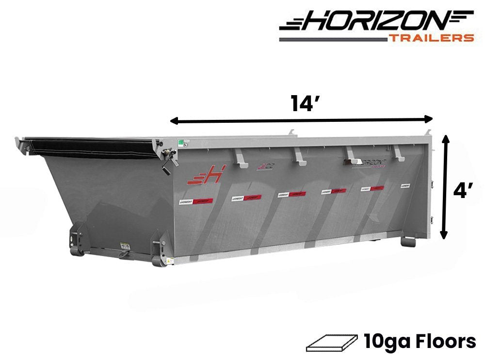 14' Horizon EDZ Roll Off Bin 4' Wall + Tarp 009494 - Stryker Dealership Group