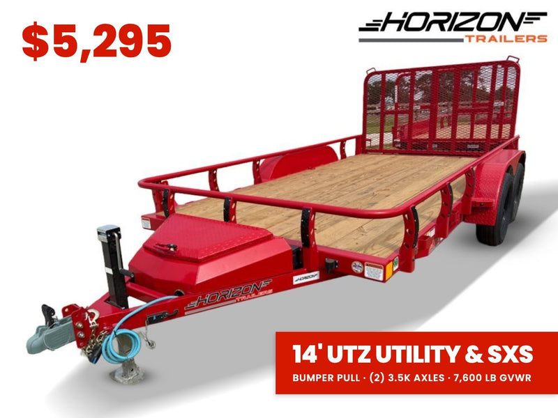 14' Horizon UTZ Bumper Pull Utility Trailer - (2) 3.5K Axles 017737 - Stryker Dealership Group