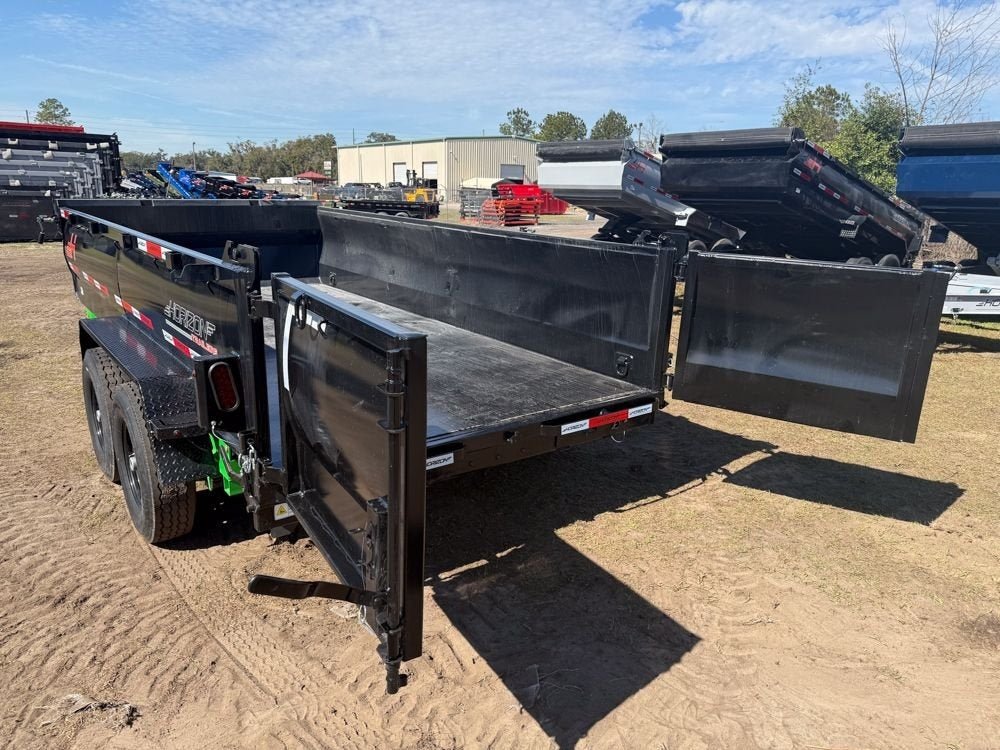 14' LZ7 Dump Trailer 30" Walls - Scissor Lift - 14K GWVR - 14ply Tires - 3 Way Door - Ramps 7677 - Stryker Dealership Group