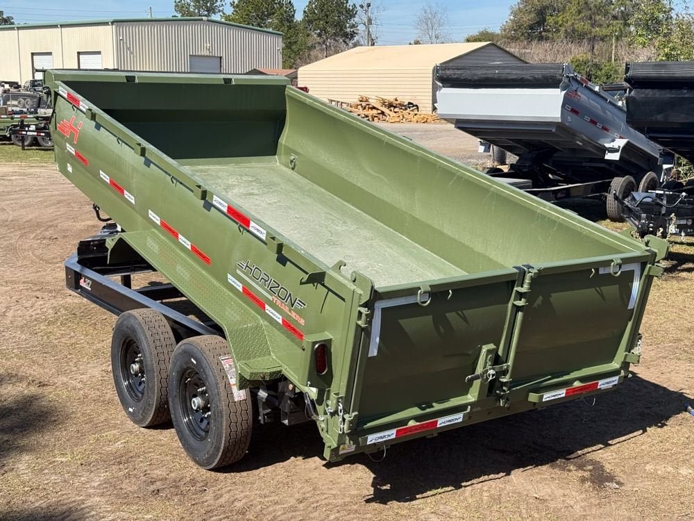 14' LZ7 Dump Trailer 30" Walls - Scissor Lift - 14K GWVR - 14ply Tires - 3 Way Door - Ramps 7678 - Stryker Dealership Group