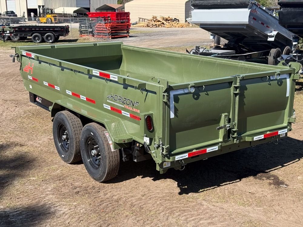 14' LZ7 Dump Trailer 30" Walls - Scissor Lift - 14K GWVR - 14ply Tires - 3 Way Door - Ramps 7678 - Stryker Dealership Group