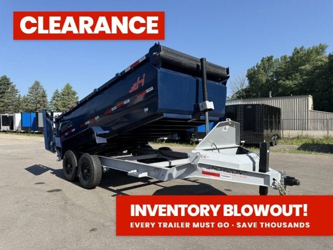 14' LZ7 Dump Trailer 42" Walls - Telescopic Lift - 14K GWVR - Hydraulic Jacks - 3 Way Door - Ramps 10278 - Stryker Dealership Group