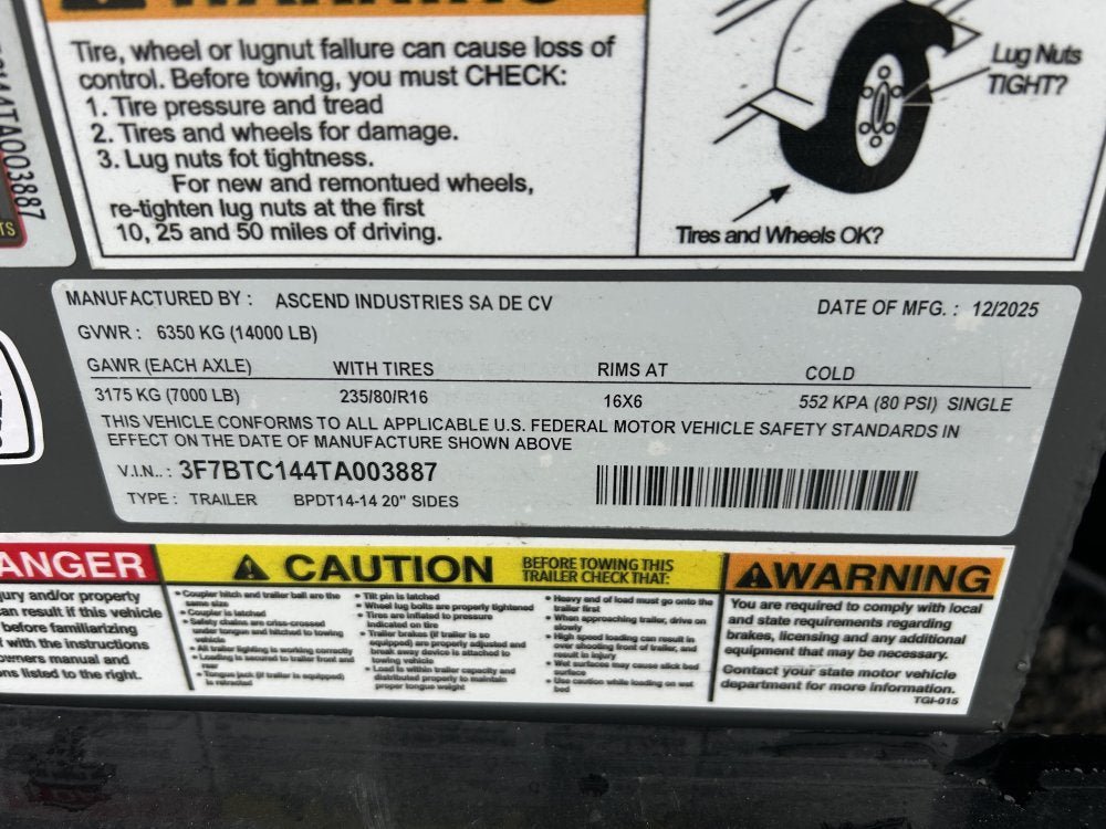 14' Stryker EDT Bumper Pull Dump Trailer 20" Side Walls - (2) 7k Axles 003887 - Stryker Dealership Group