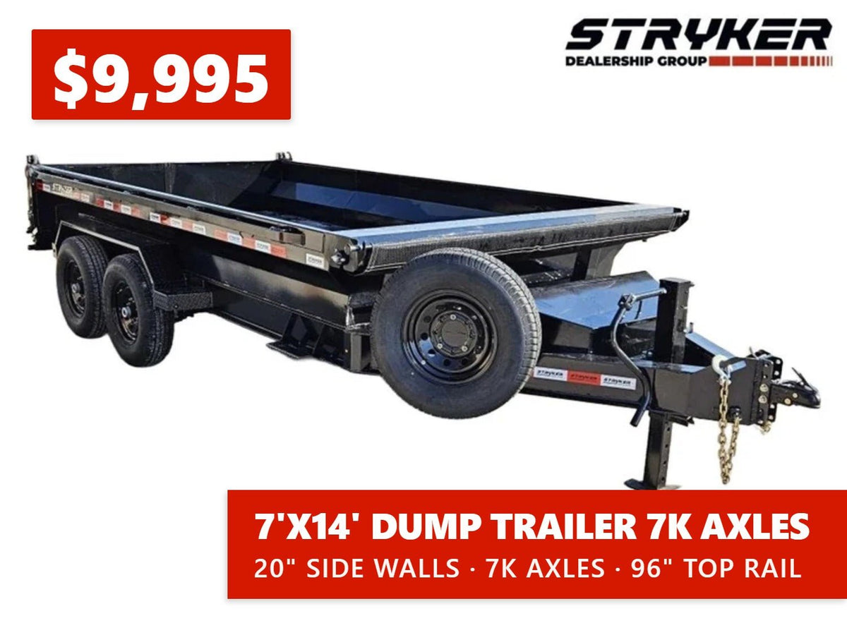 14' Stryker EDT Bumper Pull Dump Trailer 20" Side Walls - (2) 7k Axles 004045 - Stryker Dealership Group