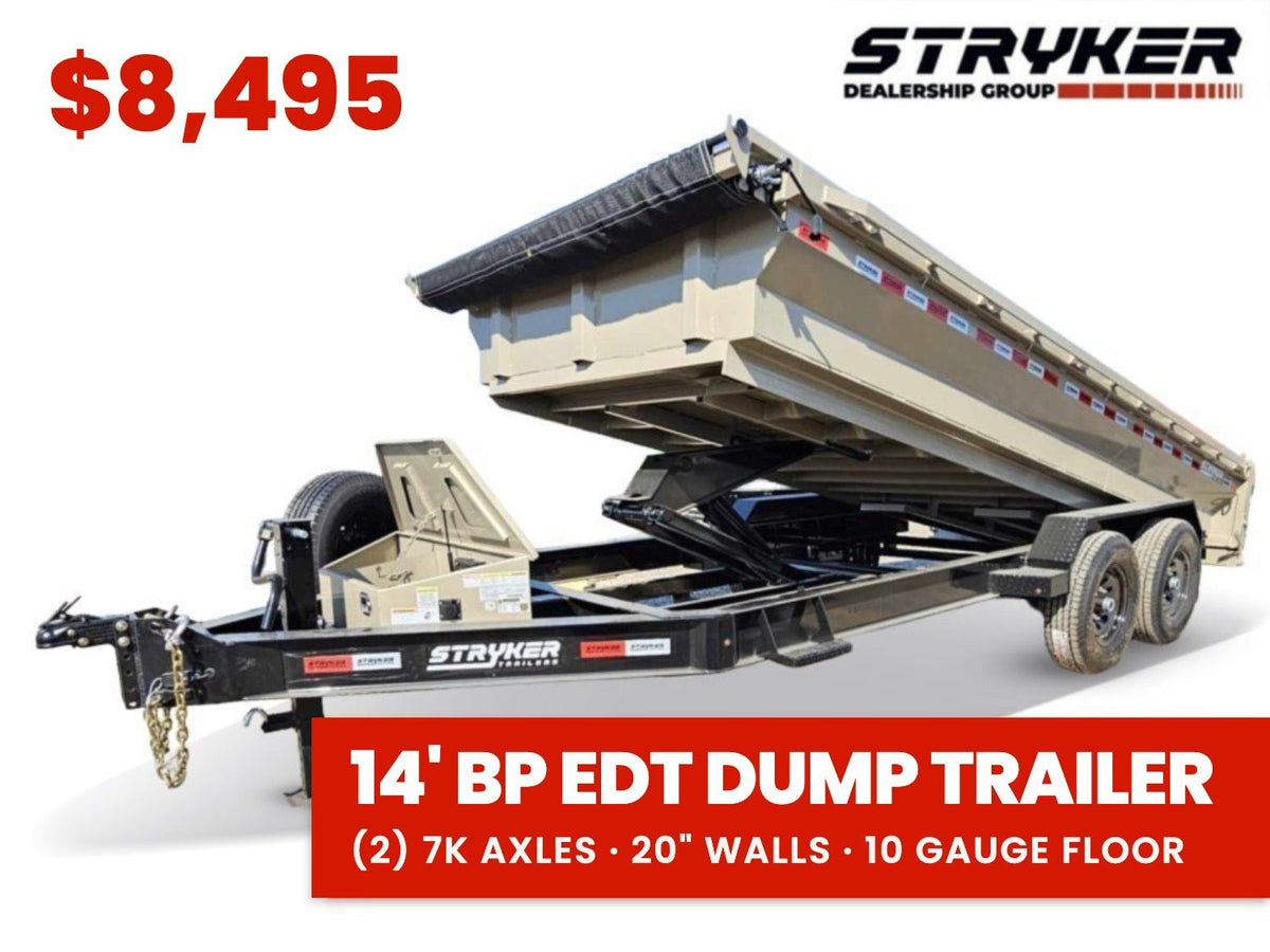 14' Stryker EDT Bumper Pull Dump Trailer 20" Side Walls - (2) 7k Axles 004053 - Stryker Dealership Group