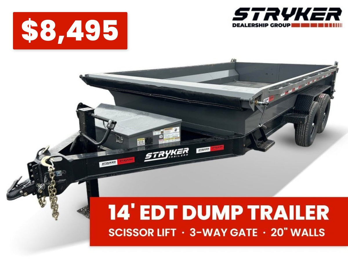 14' Stryker EDT Bumper Pull Dump Trailer 20" Side Walls - (2) 7k Axles 004055 - Stryker Dealership Group
