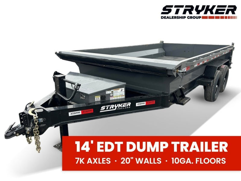 14' Stryker EDT Bumper Pull Dump Trailer 20" Side Walls - (2) 7k Axles 004242 - Stryker Dealership Group